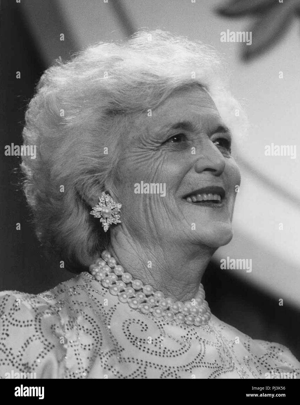 Barbara Bush noir et blanc 1989. Banque D'Images