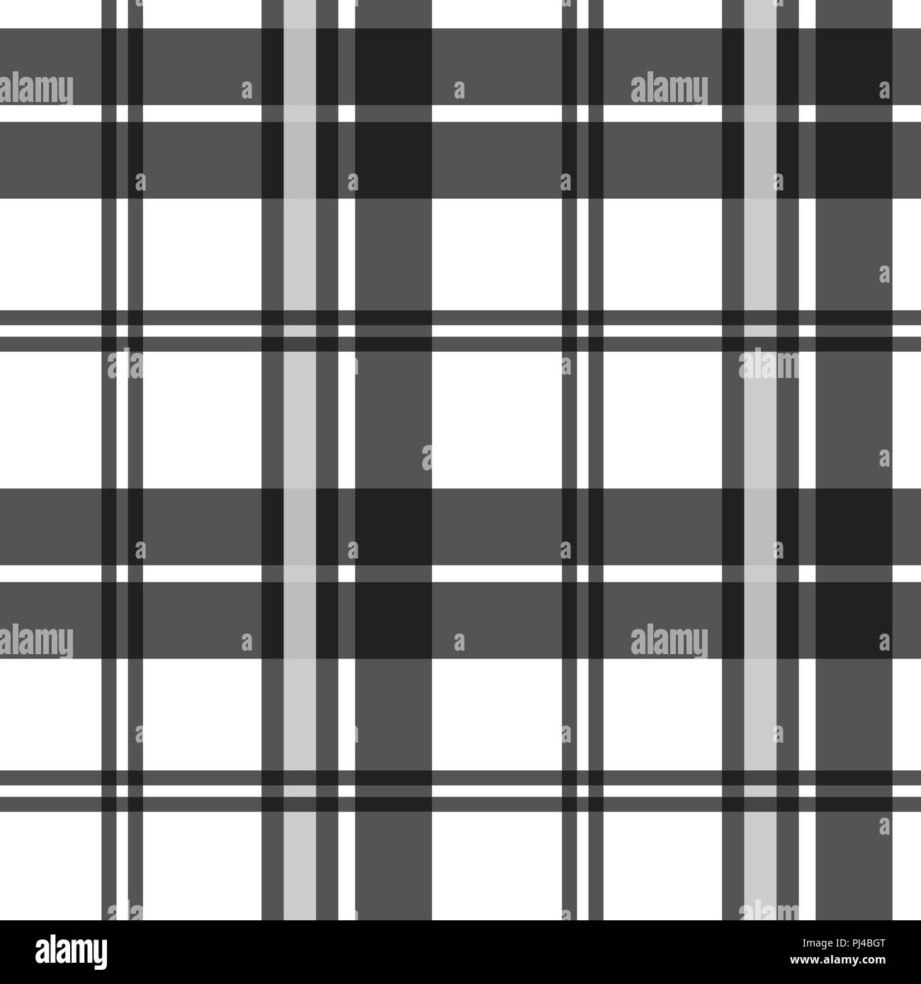 Tissu noir et blanc motif tartan vérifier la texture seamless. Vector illustration. Illustration de Vecteur