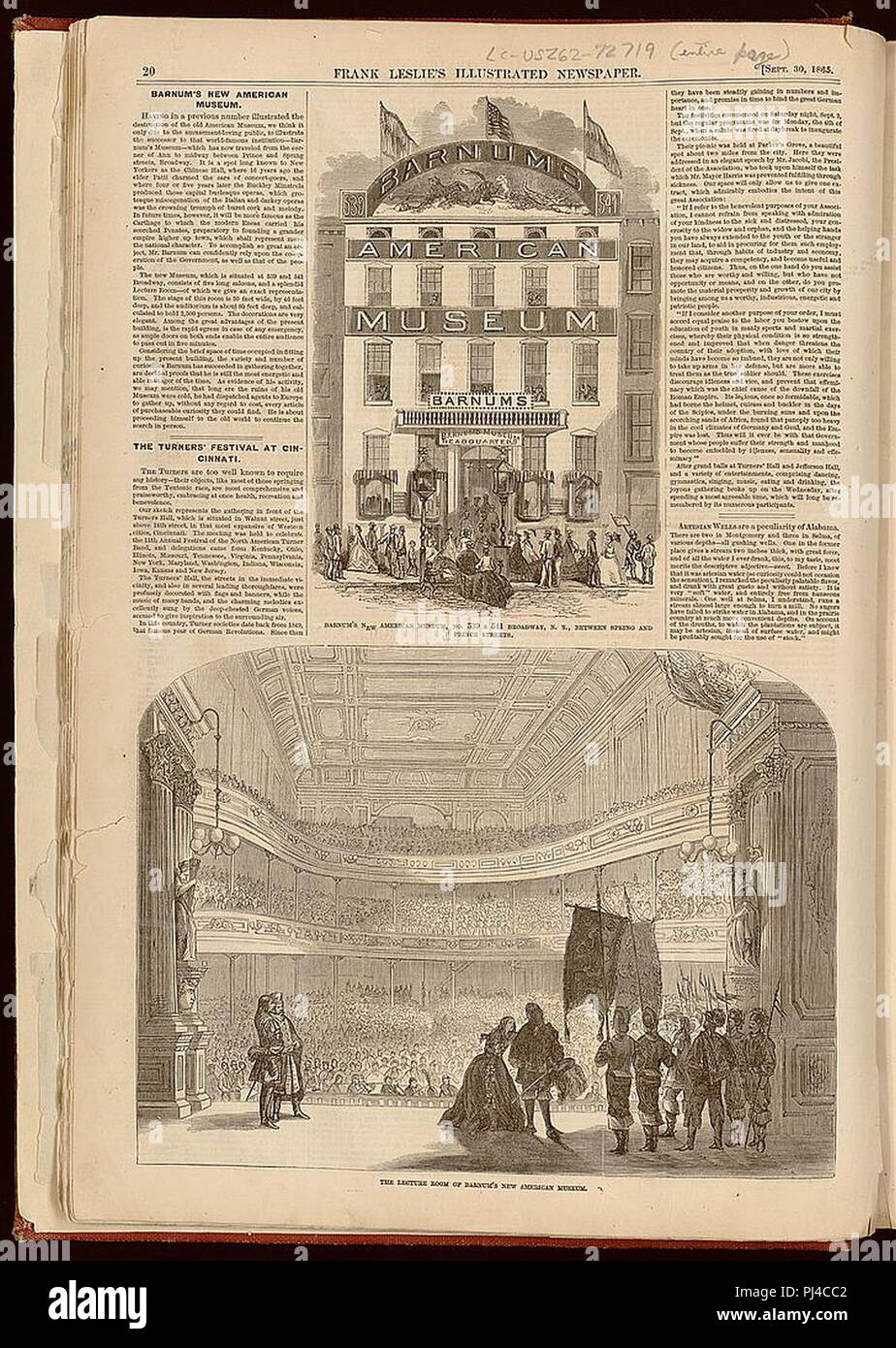 Le nouveau Barnum American museum, n° 539 & 541 Broadway, New York), entre le printemps et l'rues La salle de cours de Barnum's new American Museum. Banque D'Images