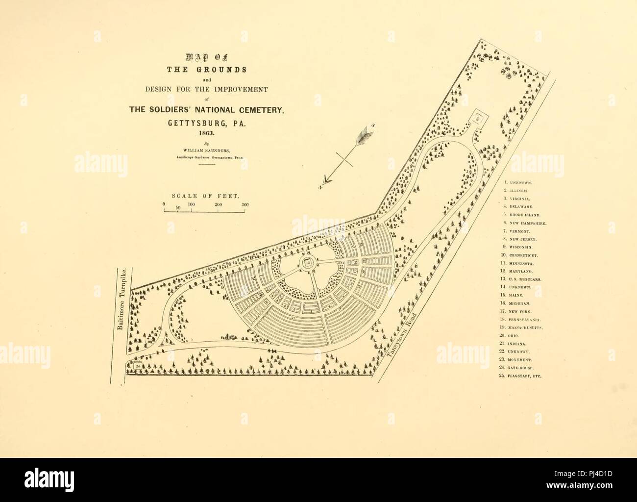 Cimetière National des soldats Bartlett 1874 opp. p.12. Banque D'Images