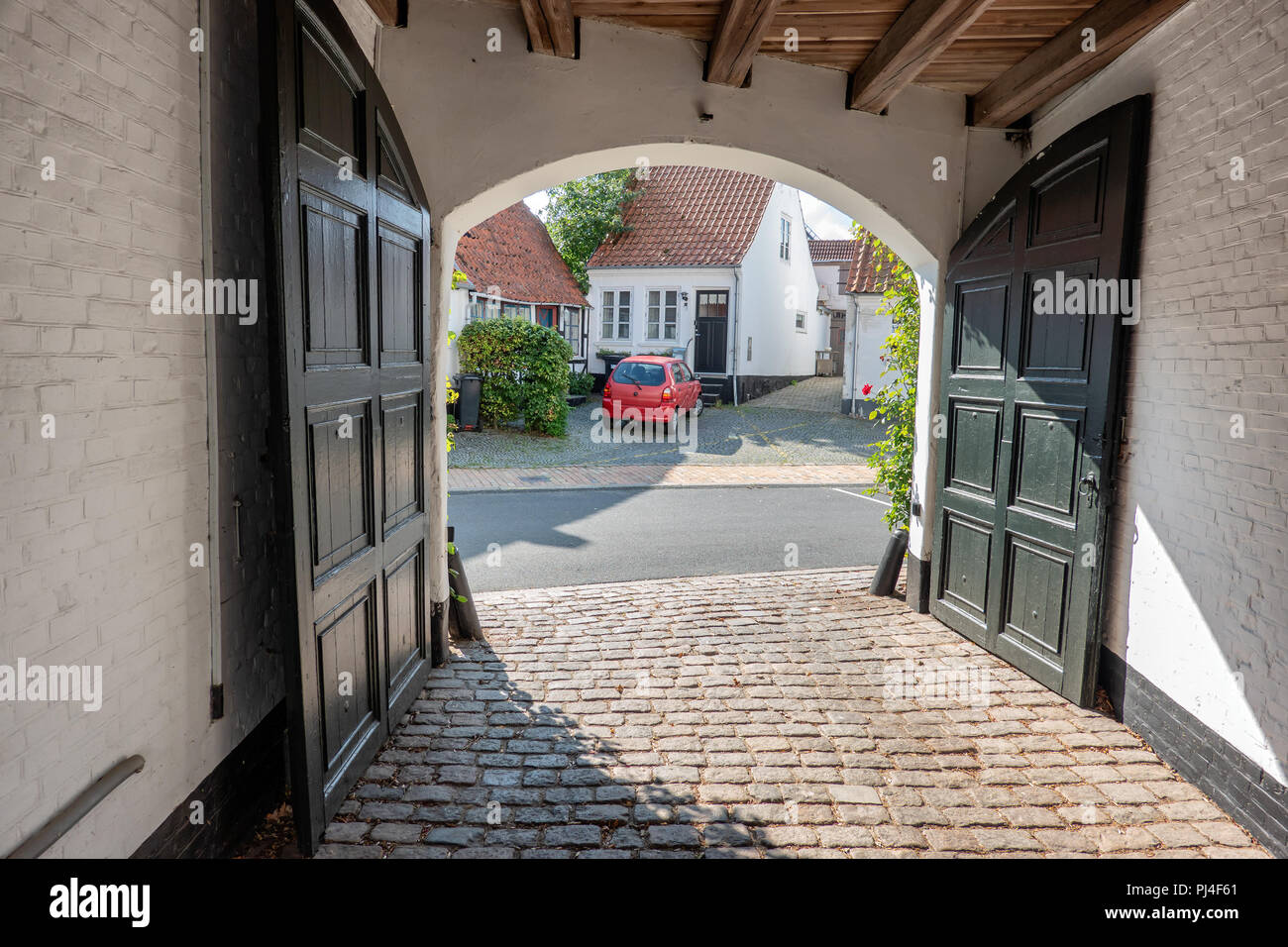 Les petites rues dans Sornderborg sur la SLA, Danemark Banque D'Images
