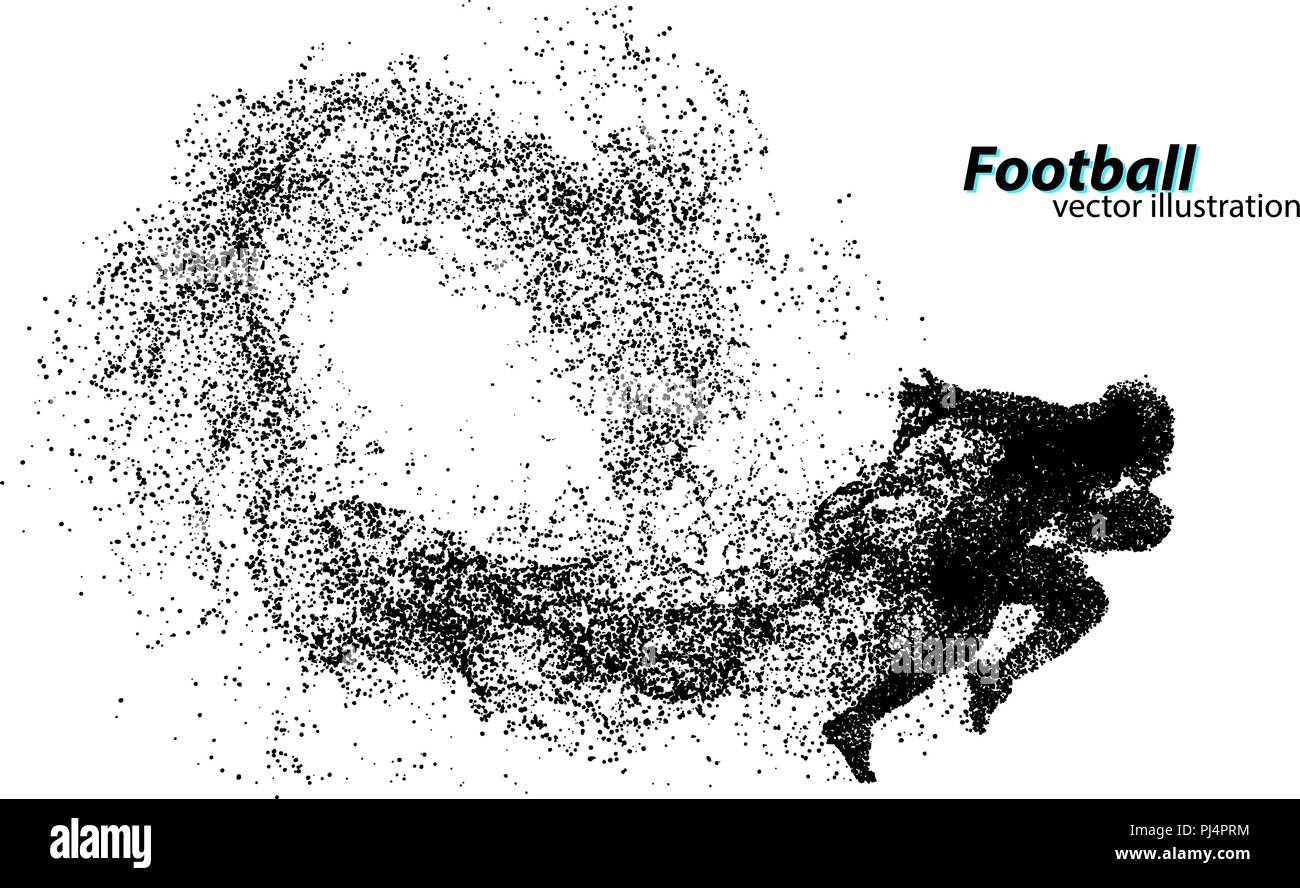 Silhouette d'un joueur de football à partir de la particule. Arrière-plan et le texte sur un calque séparé, la couleur peut être changée en un clic. Rugby. Le football américain Illustration de Vecteur
