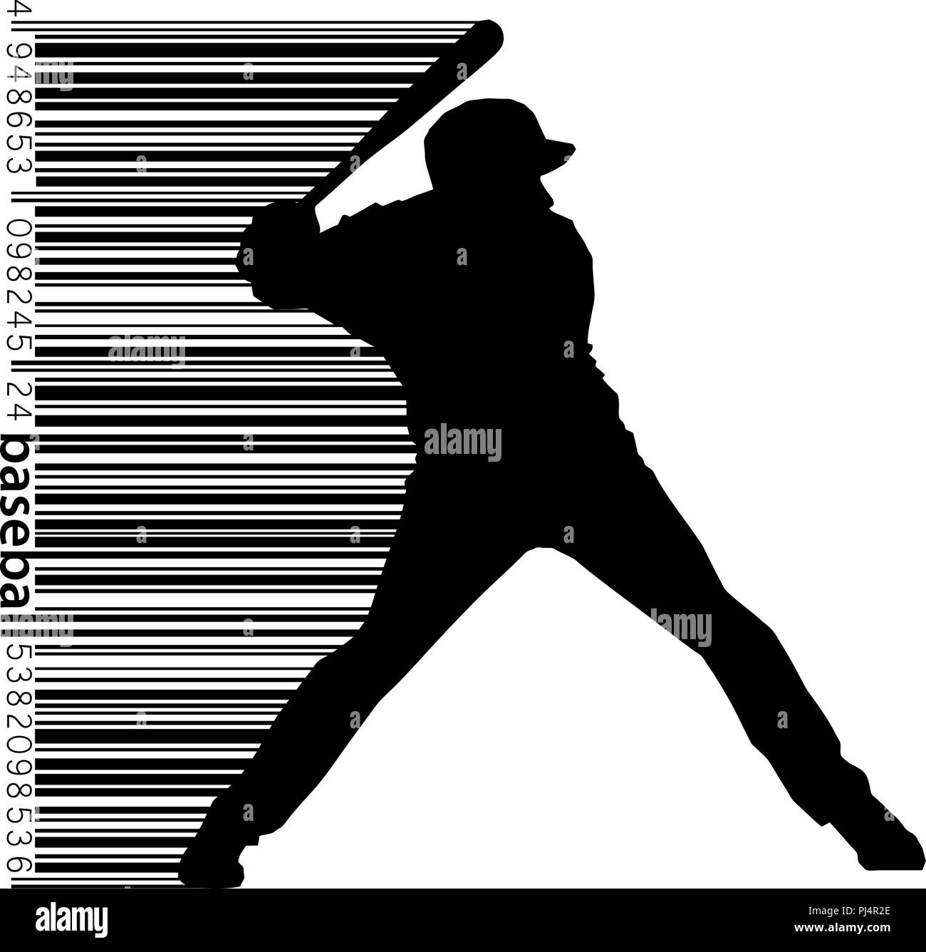 Silhouette d'un joueur de baseball. Le texte sur un calque séparé, la couleur peut être changée en un clic Illustration de Vecteur