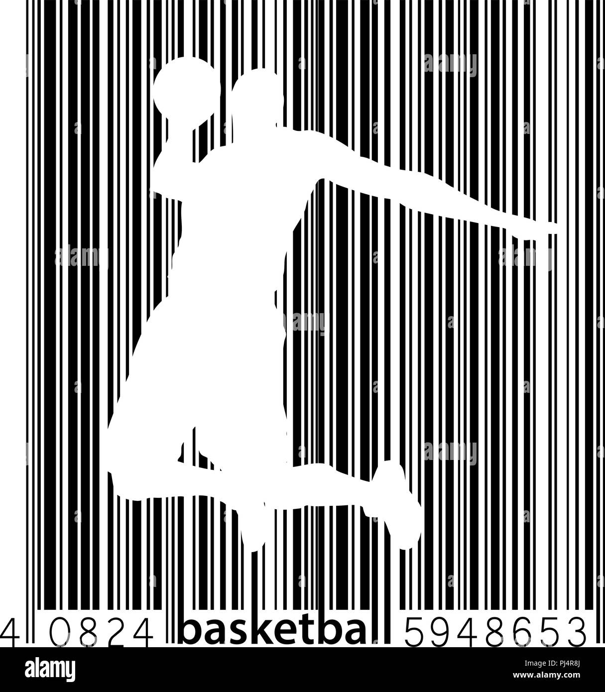 Silhouette d'un joueur de basket-ball. Arrière-plan et le texte sur un calque séparé, la couleur peut être changée en un clic Illustration de Vecteur