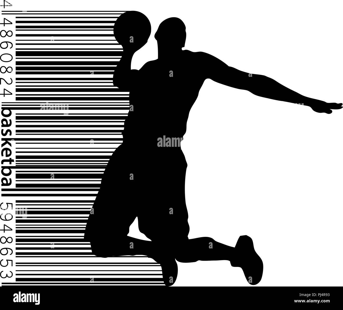 Silhouette d'un joueur de basket-ball. Arrière-plan et le texte sur un calque séparé, la couleur peut être changée en un clic Illustration de Vecteur