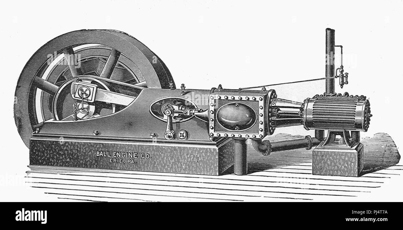 Tandem Ball machine à vapeur compound (nouveau catéchisme de la machine à vapeur, 1904). Banque D'Images