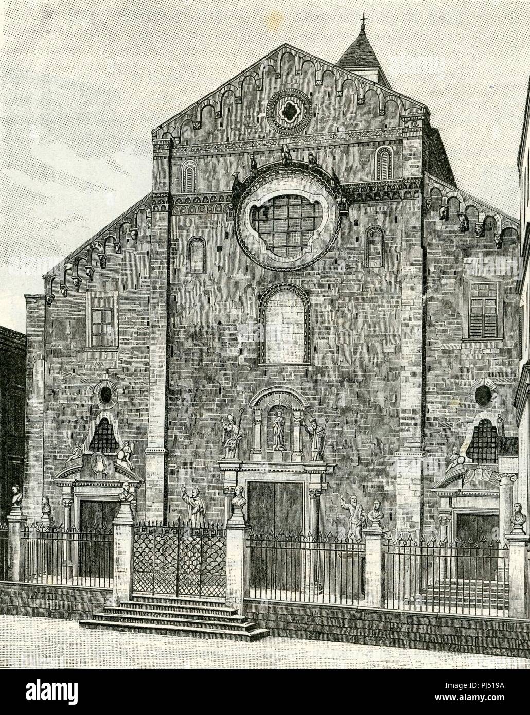 La cathédrale de Bari facciata 1899 xilografia. Banque D'Images