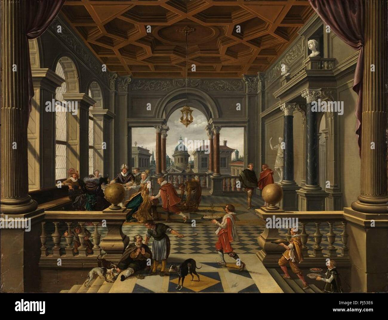 Bartholomeus van Bassen, la parabole de l'homme riche et Lazare, ca. 1620-30.. Banque D'Images