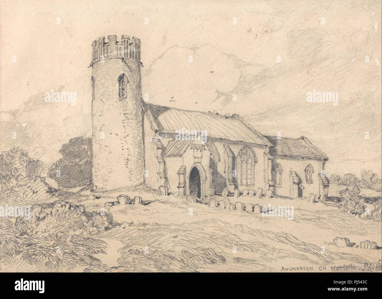 John Cotman Vendez - Aylmerton Église ; Norfolk, du Sud-Ouest - Banque D'Images