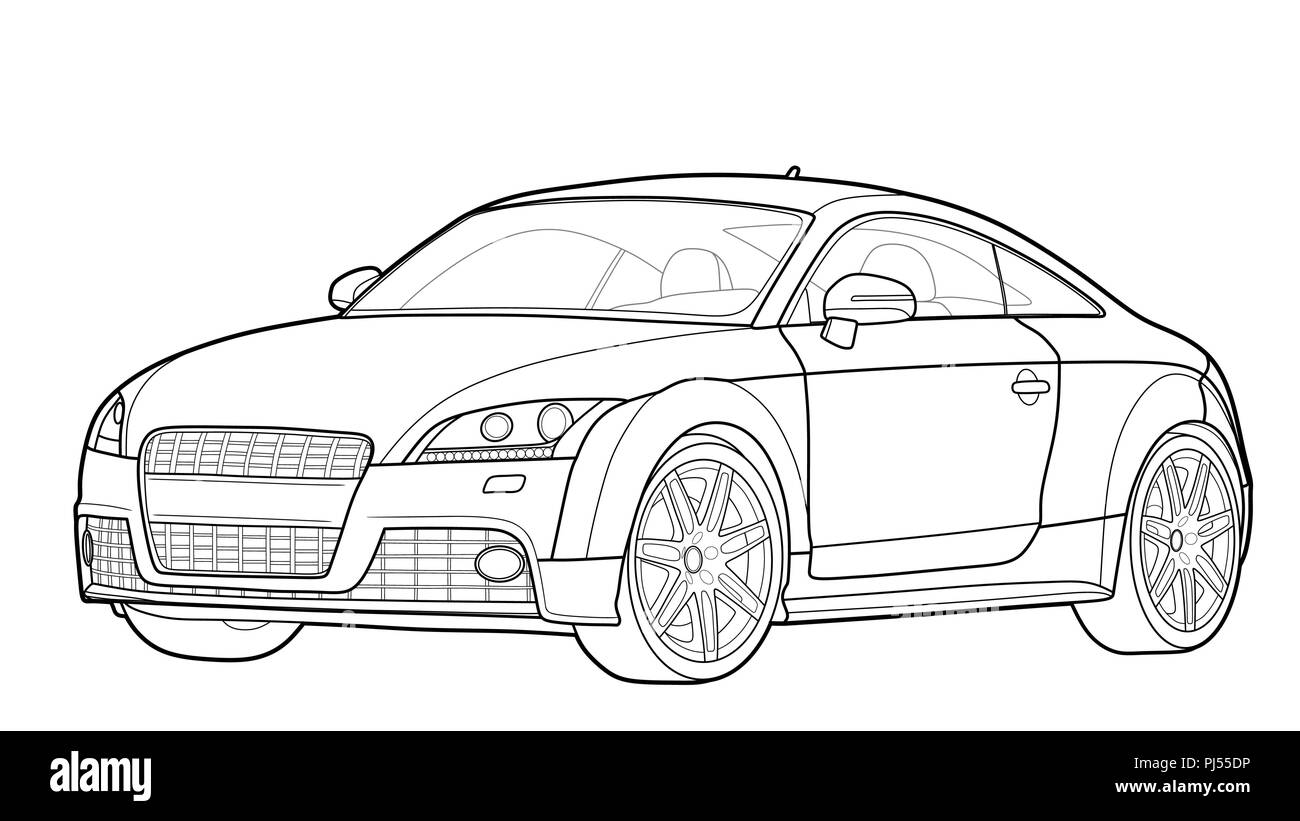 Dessiner un vecteur de télévision sport car avec des lignes noires. Illustration de Vecteur