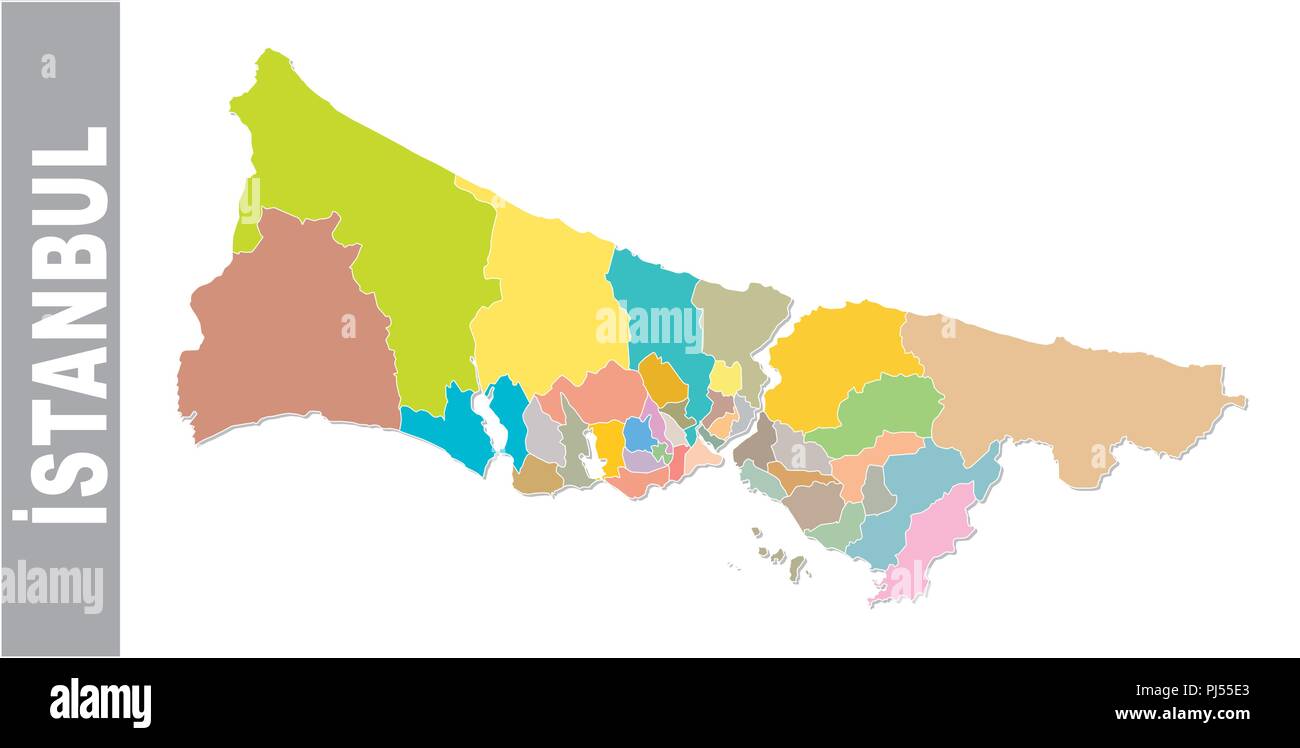 Istanbul colorés administratif et politique, la carte . Illustration de Vecteur