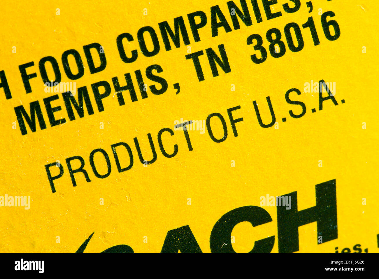 Produit des États-Unis sur l'étiquette de l'alimentation - USA Banque D'Images