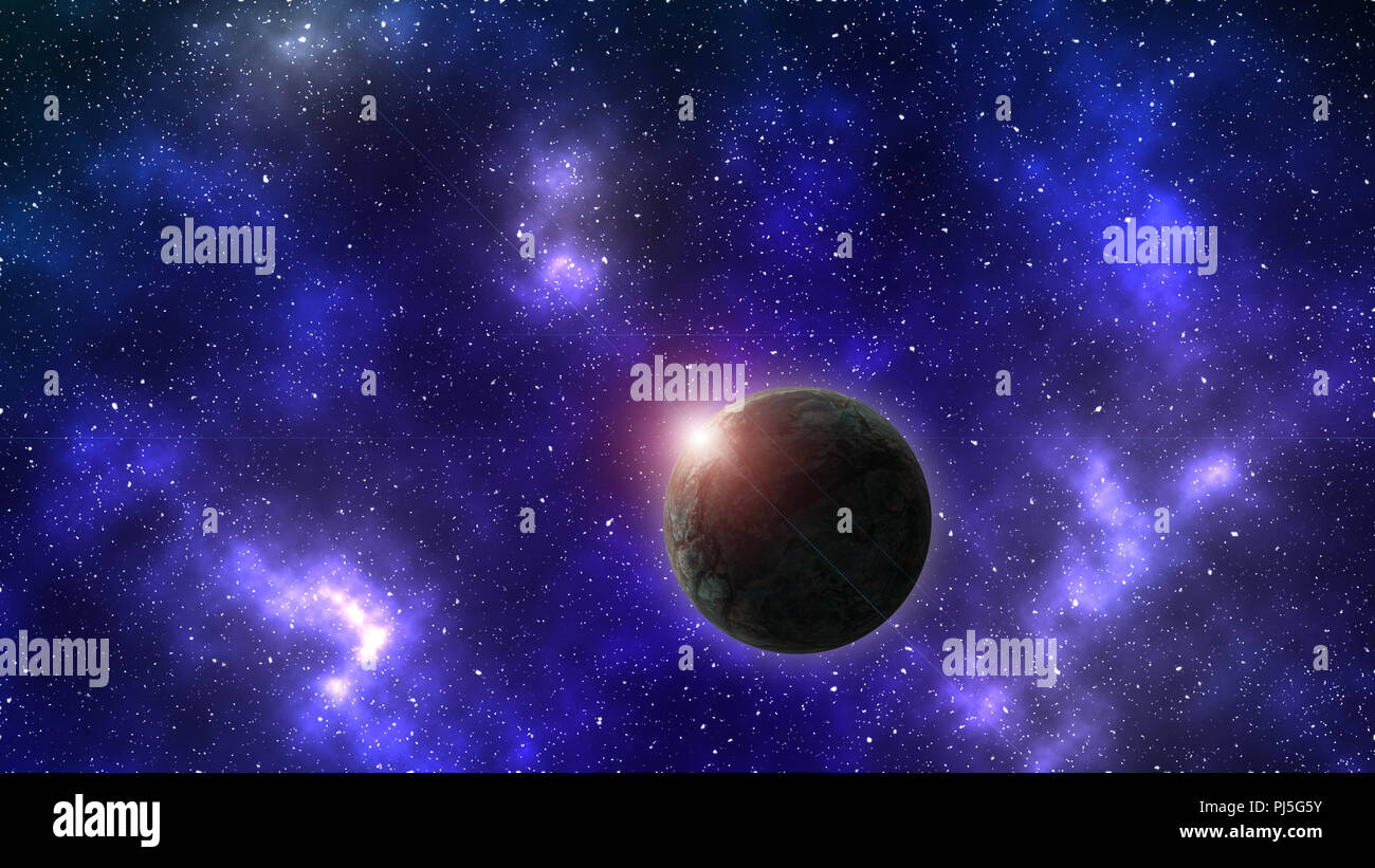 Stars de fond avec une planète, ciel coloré, l'image en grand format Banque D'Images