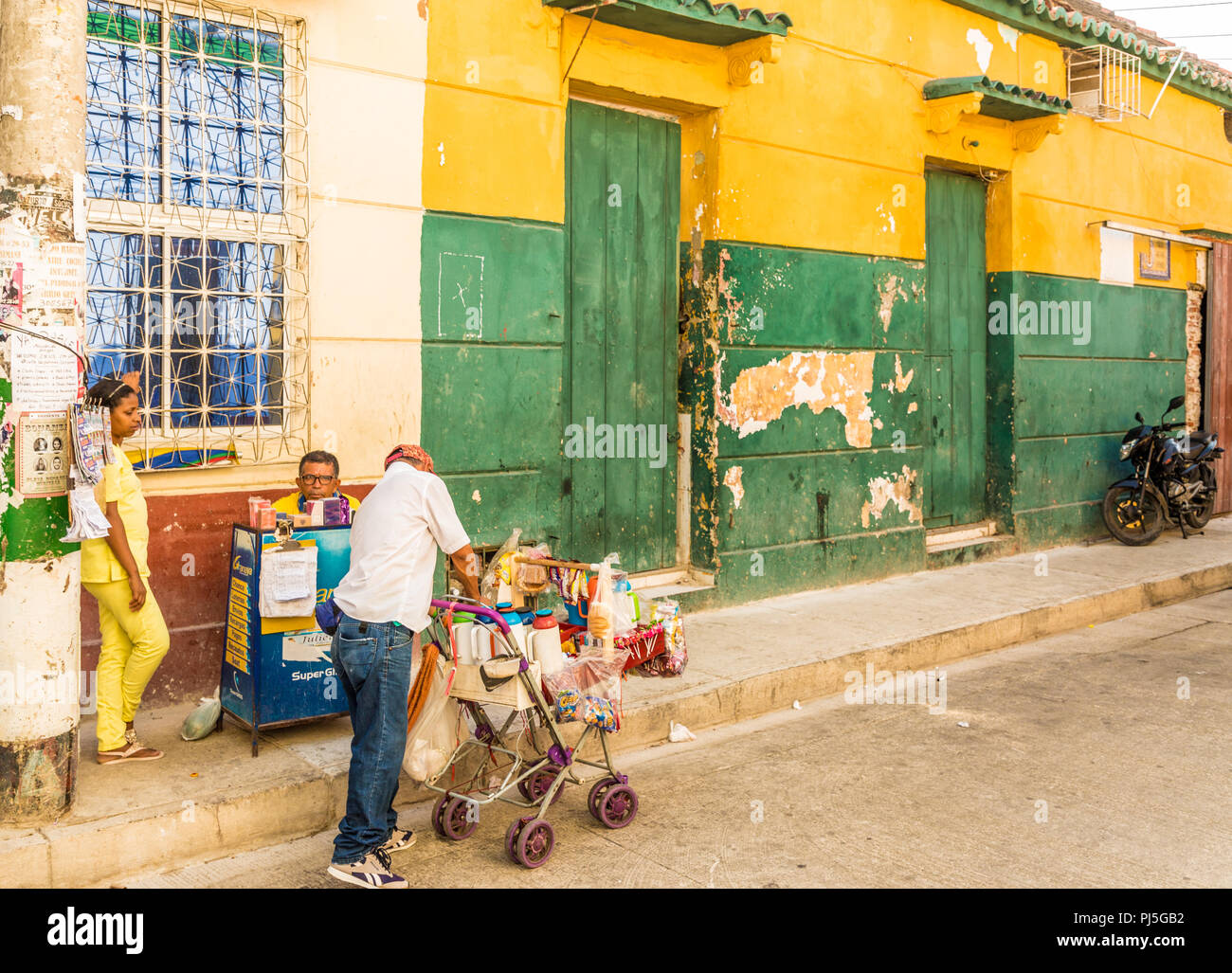 Une vue typique à Cartagena en Colombie. Banque D'Images