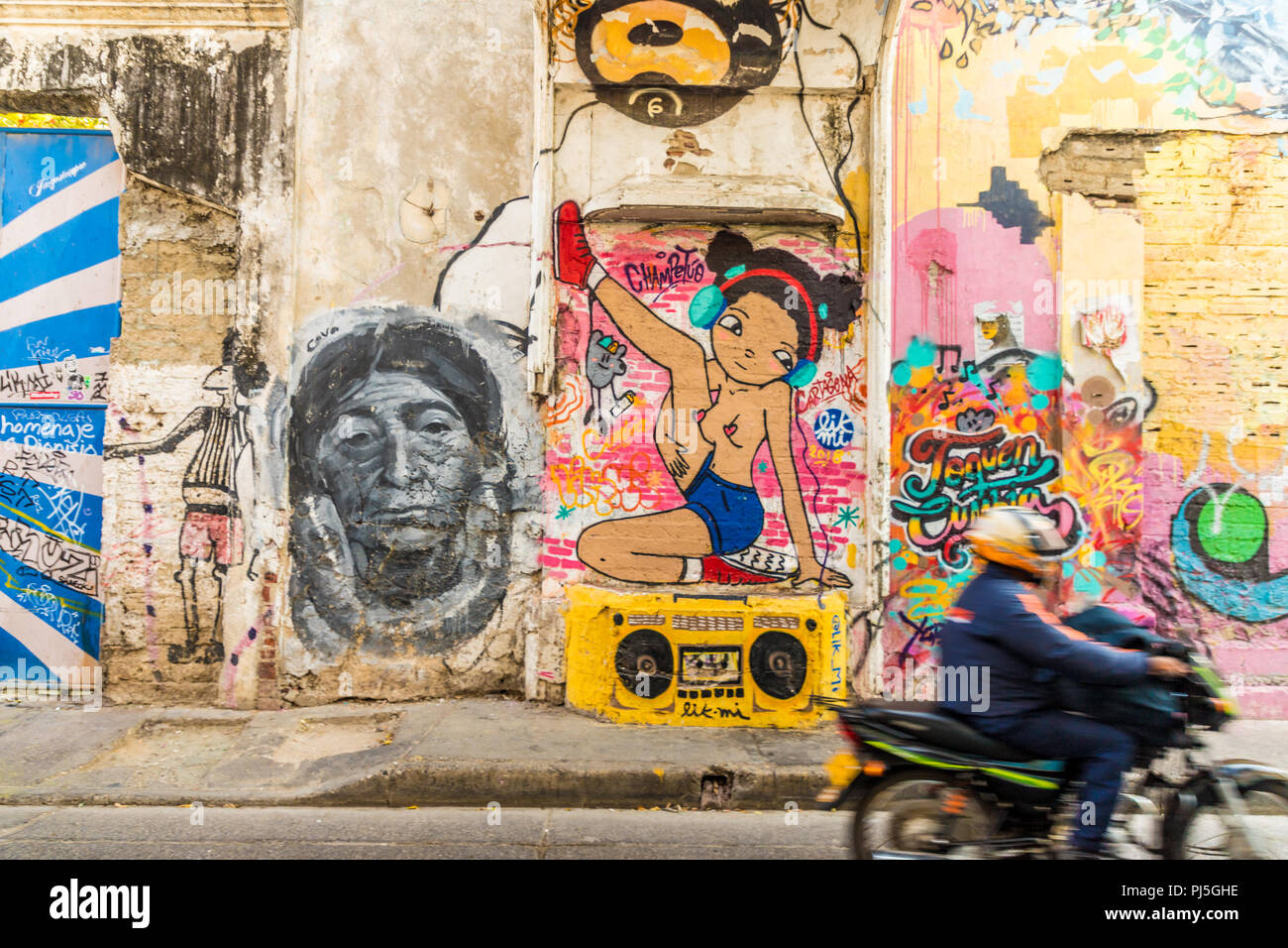 Une vue typique à Cartagena en Colombie. Banque D'Images