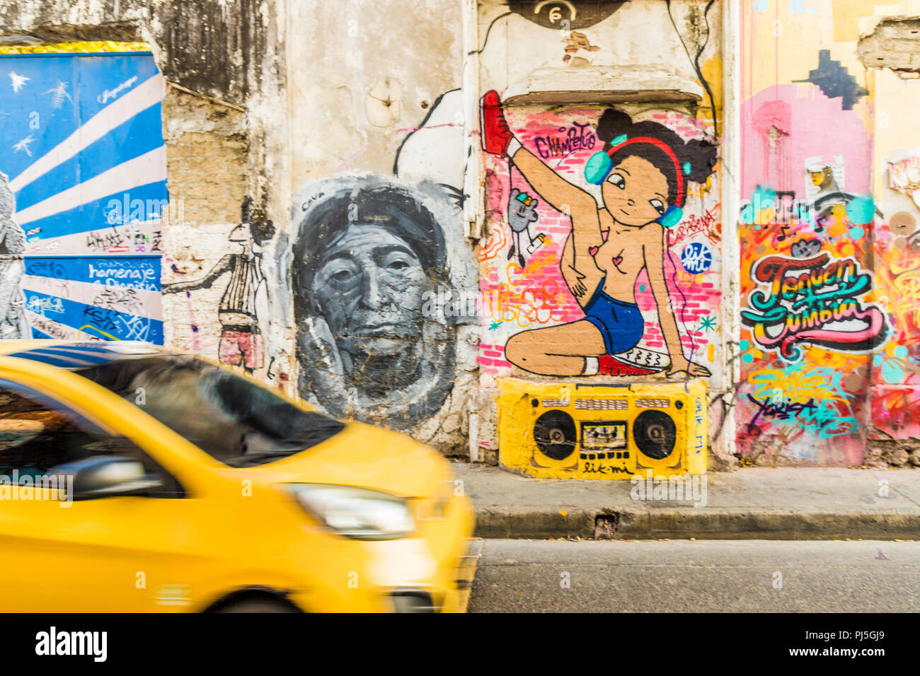 Une vue typique à Cartagena en Colombie. Banque D'Images