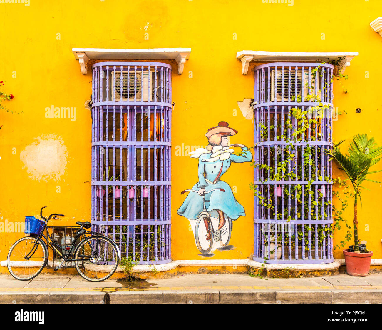 Une vue typique à Cartagena en Colombie. Banque D'Images