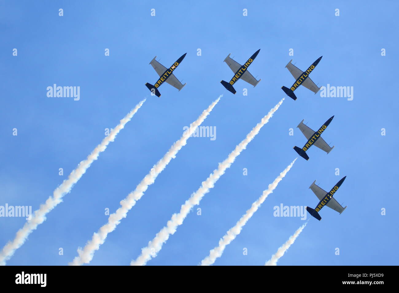 Breitling Jet Team à l'air de Bournemouth, Bournemouth, 2018 Festival UK Banque D'Images