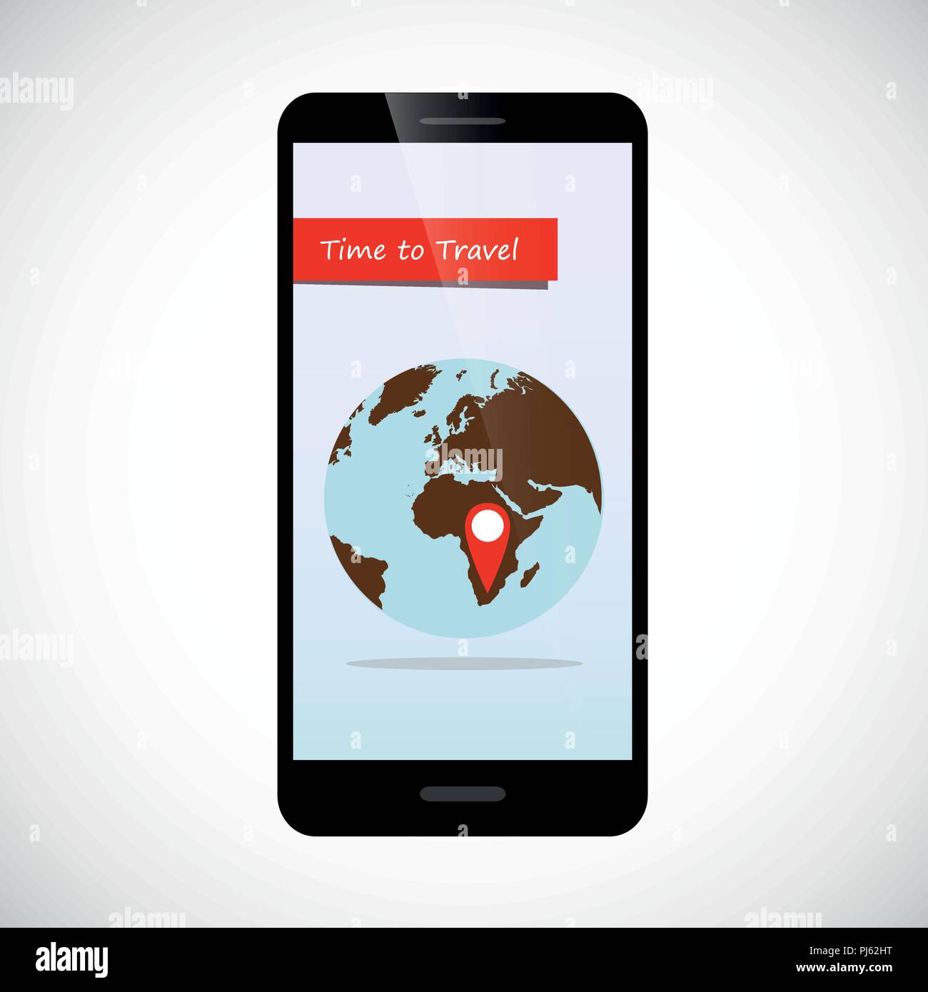 Billet en ligne de smartphone avec globe et destination borne vector illustration EPS10 Illustration de Vecteur