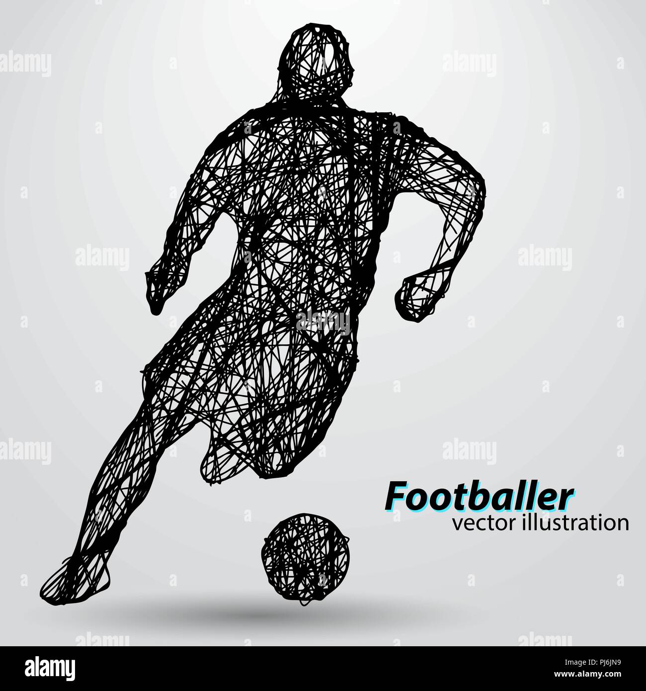 Silhouette d'un joueur de football. Le texte et le fond sur un calque séparé, la couleur peut être changée en un clic. Illustration de Vecteur