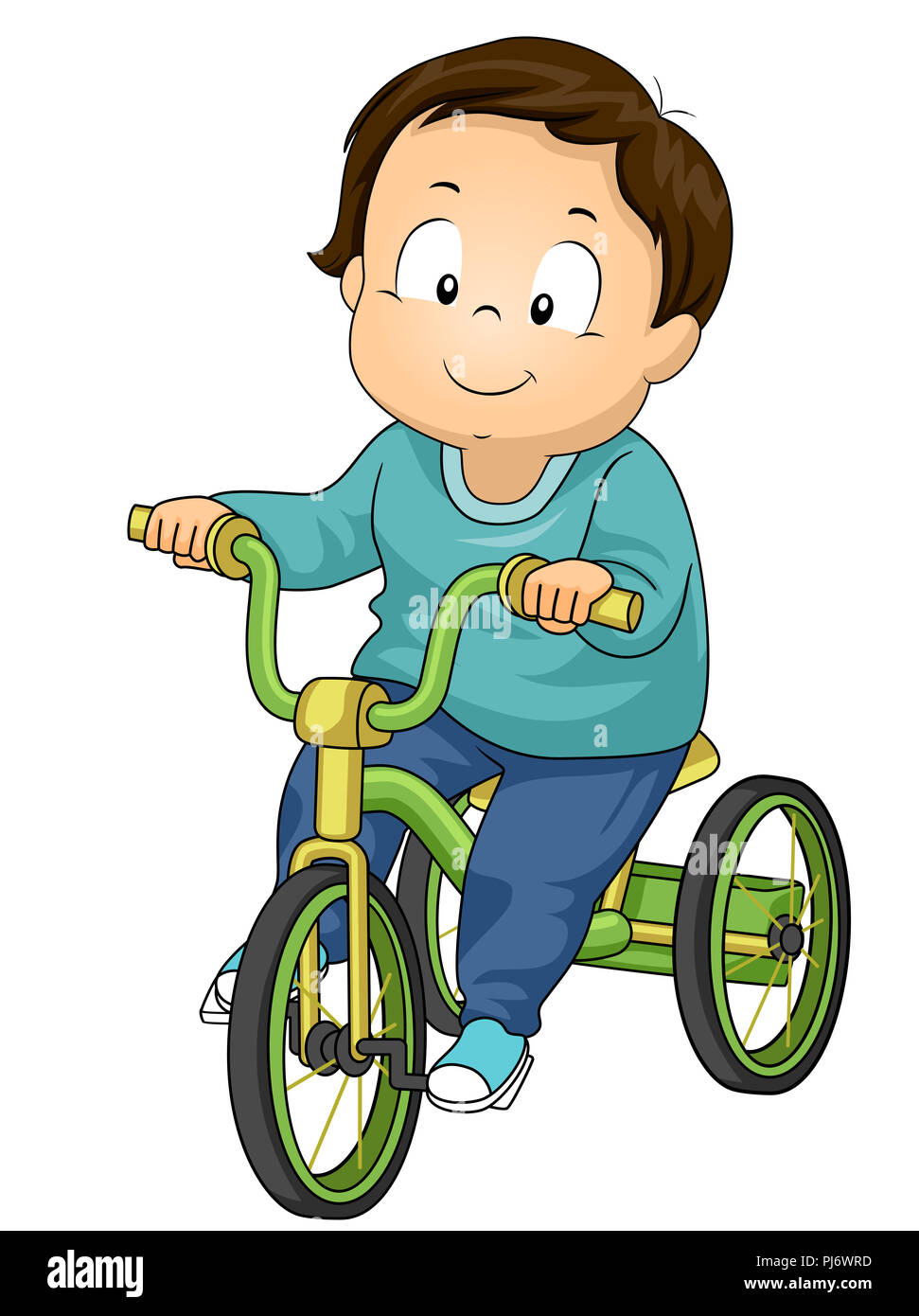 Boy Riding Bicycle Cartoon Illustration Photos Boy Riding