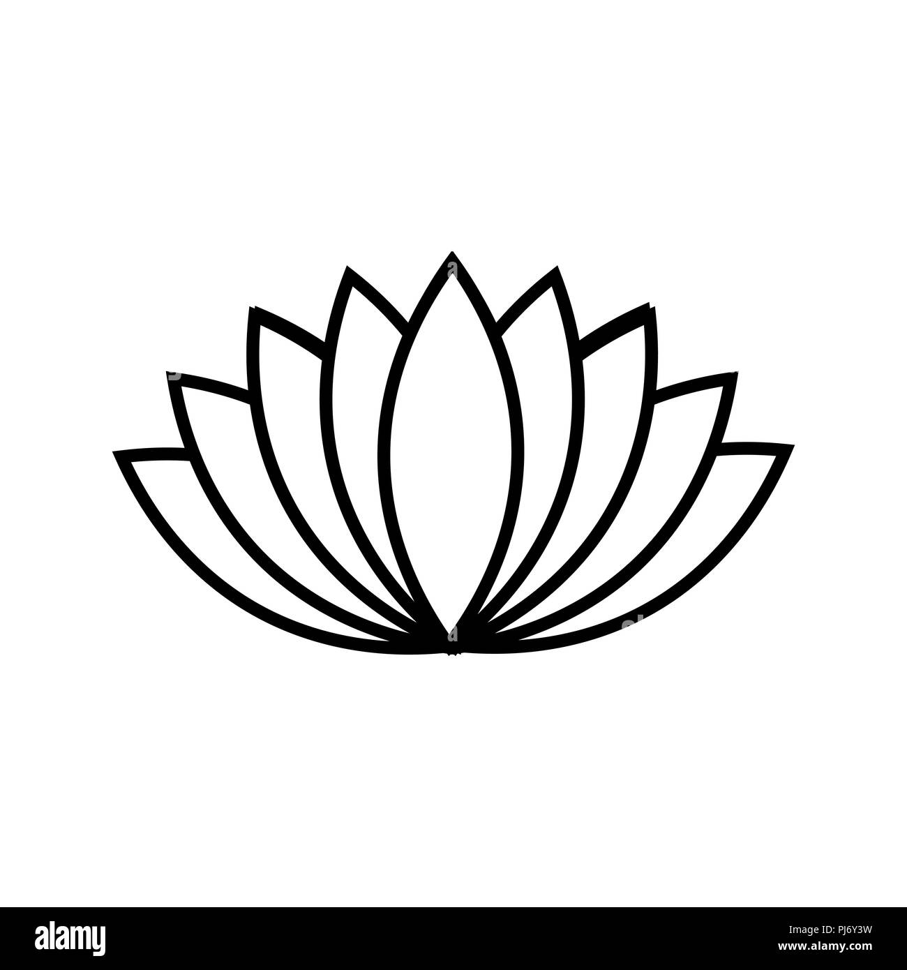 Vector icône lotus noir sur fond blanc Illustration de Vecteur