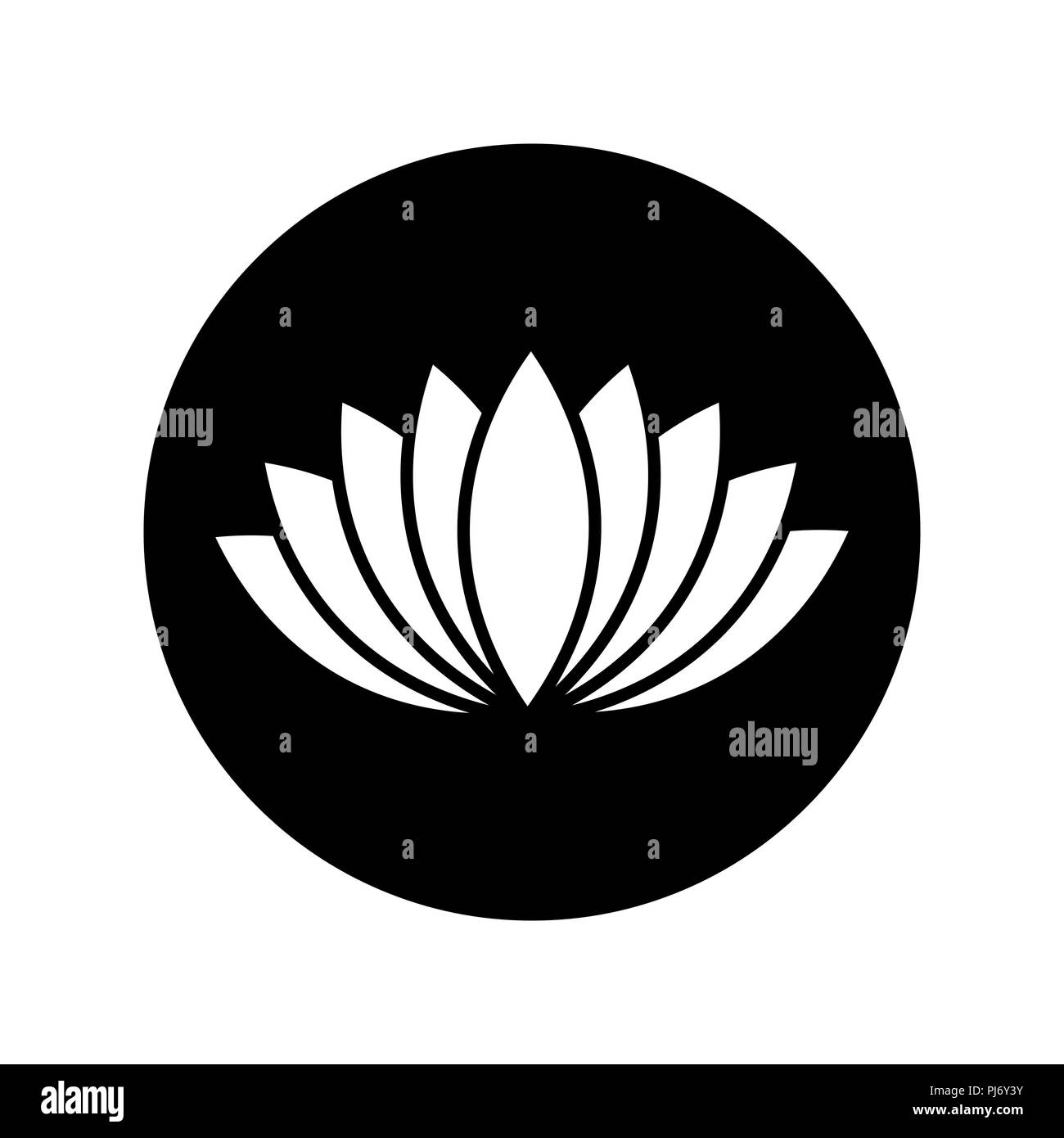 Vector Black lotus icône dans cercle noir Illustration de Vecteur