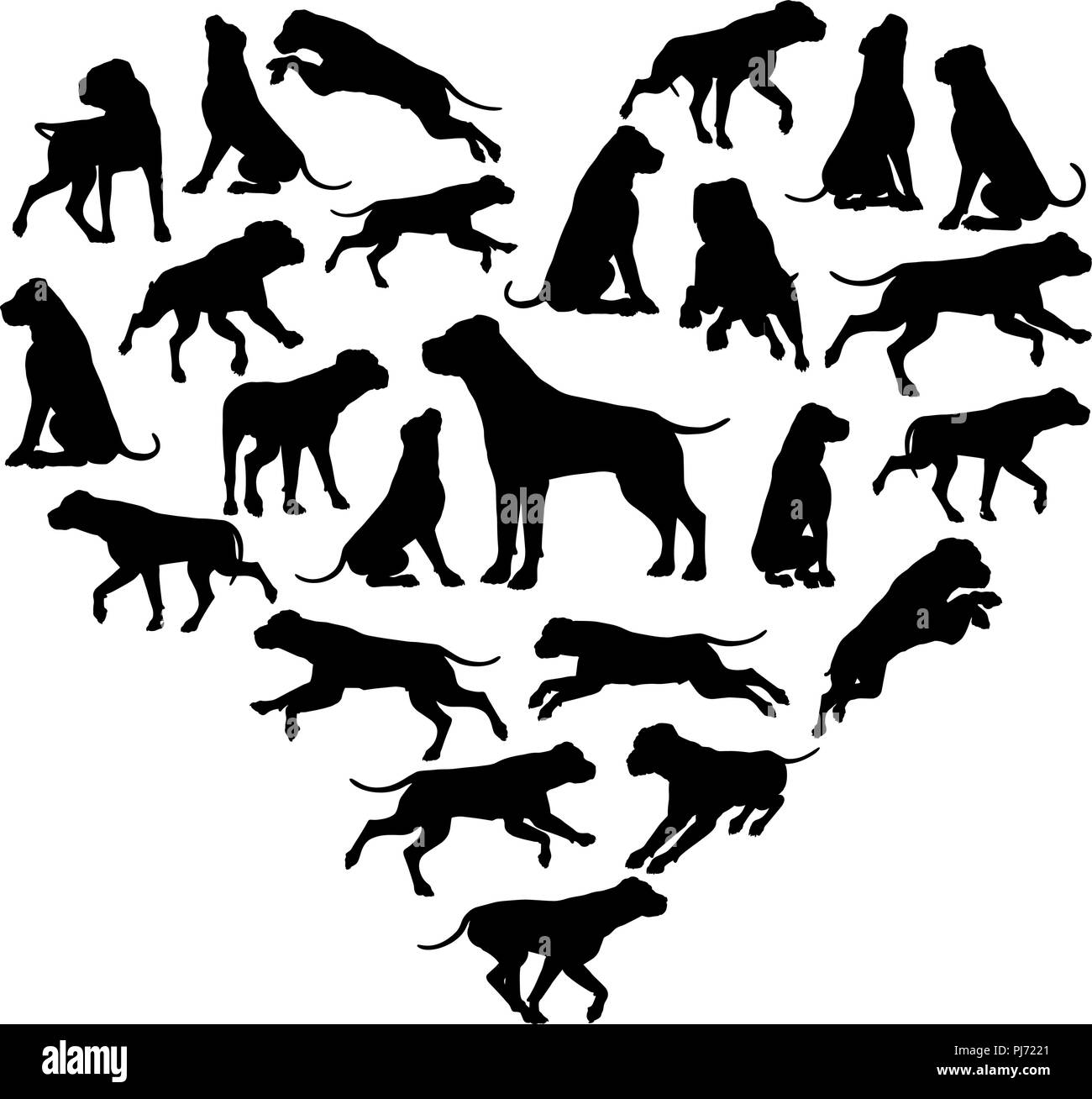 Silhouette Concept coeur chien Illustration de Vecteur