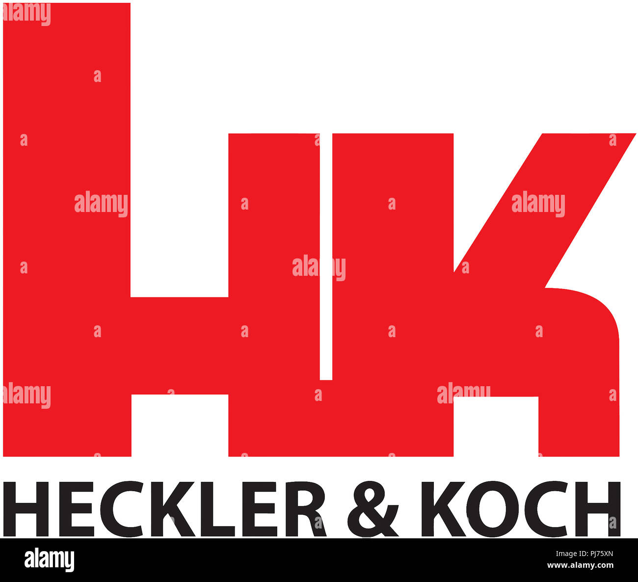 Logo de l'entreprise de fabrication de la défense allemande Heckler and Koch avec siège à Oberndorf Baden-Wurttemberg, Allemagne. Banque D'Images