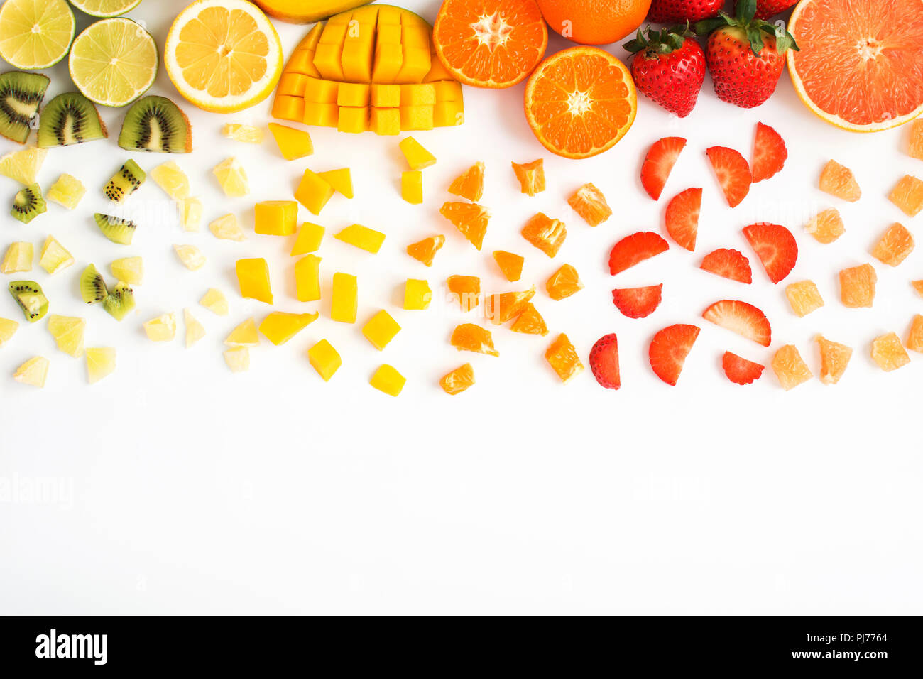 Vue De Dessus Du Rouge Orange Jaune Vert Fruits Avec Des