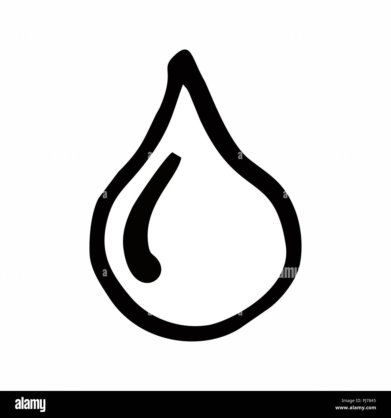 Illustration d'un noir Freehand seule goutte d'eau Illustration de Vecteur