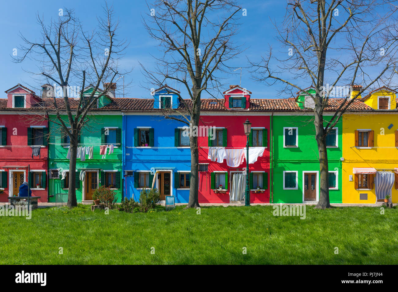 Maisons colorées de Burano, Venise, Italie. Banque D'Images