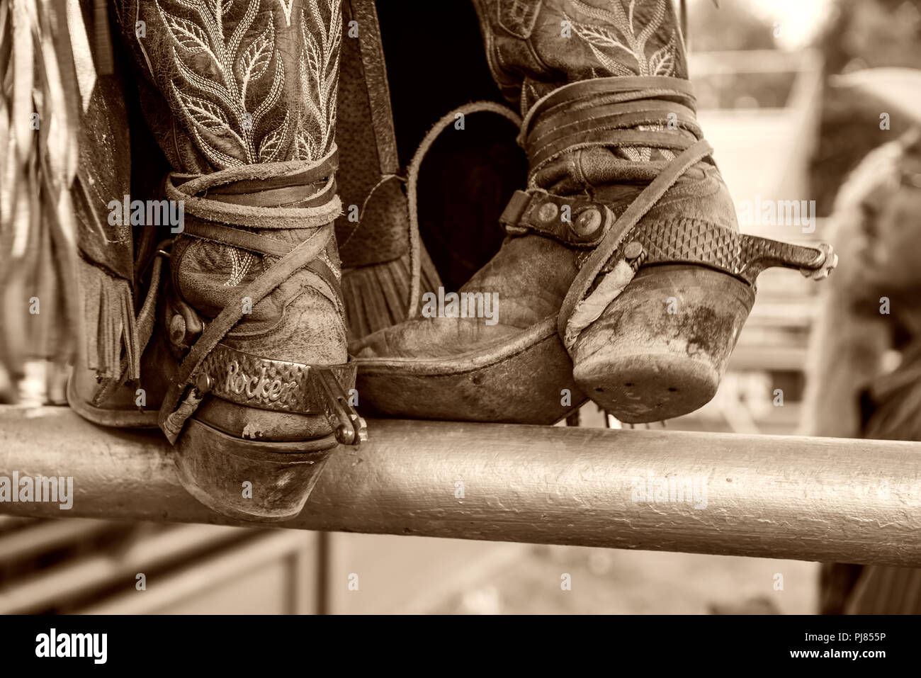 Rodeo Cowboy dans Wimberley, Texas USA. Week-end de la fête du Travail 2018. Banque D'Images