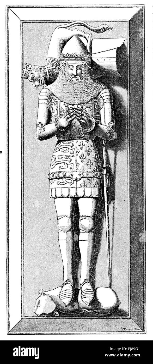 Édouard de Woodstock, Prince de Galles, connu comme le Prince Noir, gie.Edouard Plantagenet (* Le 15 juin 1330 à Woodstock, Oxfordshire, † 8 juin 1376 dans le Palais de Westminster, Middlesex), tombe dans la Cathédrale de Canterbury en 1899 Banque D'Images