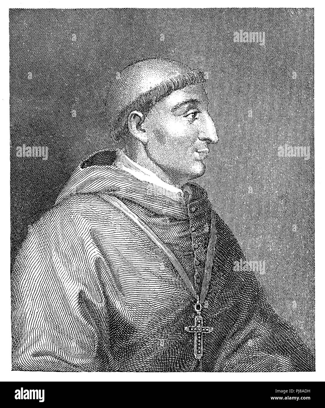 Cardinal et Grand Inquisiteur Francisco Ximenez. Après Prescott, Banque D'Images