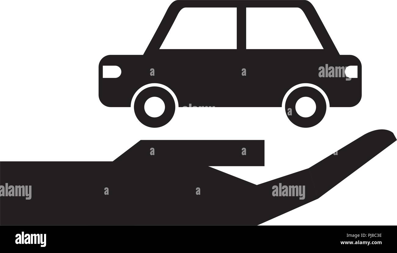 La main avec silhouette berline voiture icône isolé Illustration de Vecteur