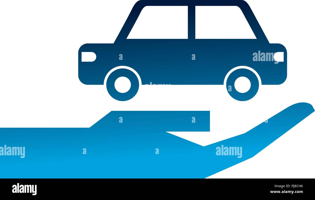 La main avec silhouette berline voiture icône isolé Illustration de Vecteur