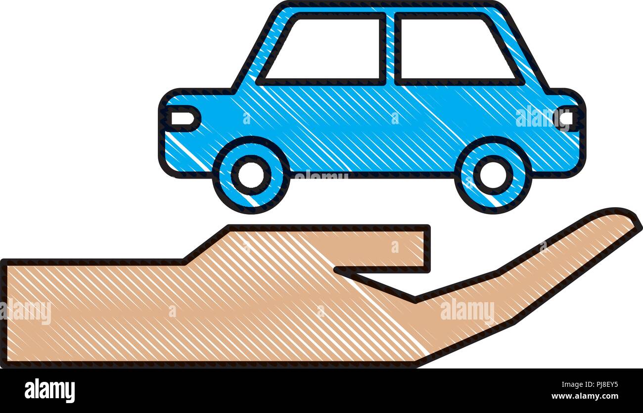 La main avec la berline voiture icône isolé Illustration de Vecteur