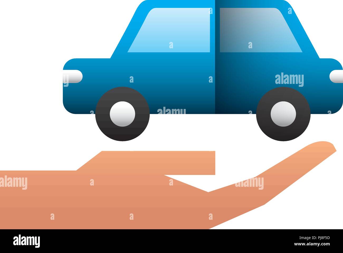 La main avec la berline voiture icône isolé Illustration de Vecteur