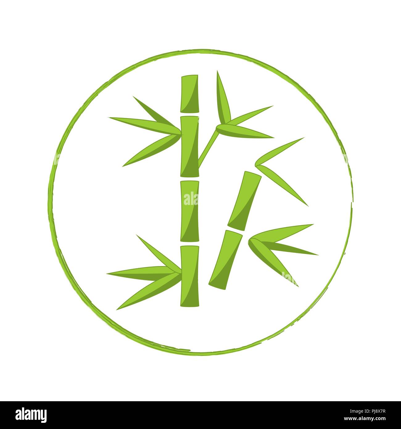Logo Vector, l'étiquette ou de l'emblème avec bambou vert plante. Concept pour spa et salon de beauté, massage asiatique, les cosmétiques, les matériaux meubles. Illustration de Vecteur