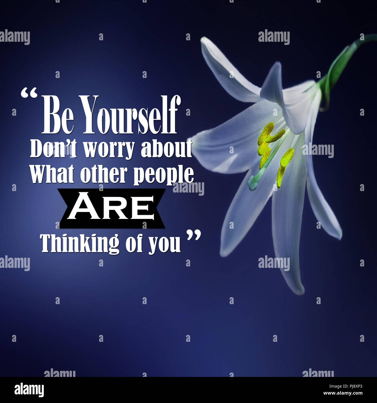 Des citations inspirantes : Soyez vous-même ne vous inquiétez pas de ce que les autres pensent de vous, positif, la motivation, l'inspiration Banque D'Images