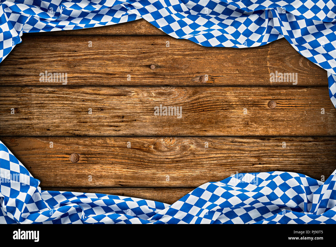 Fond en bois rustique en bois de la Bavière avec drapeau bleu blanc copie espace vide Banque D'Images