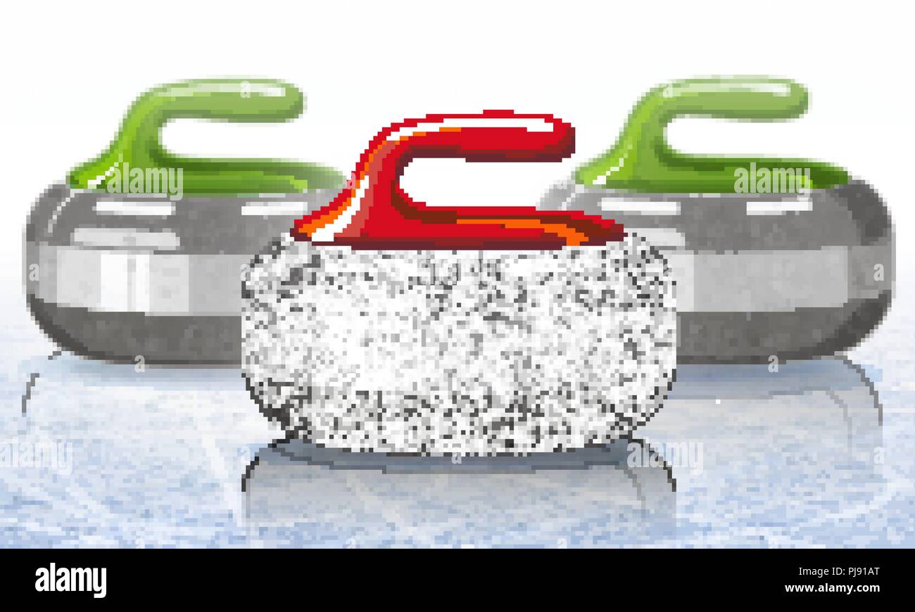 Pierres pour jeu de sport de curling. La glace. Patinoire. Vector illustration. Illustration de Vecteur