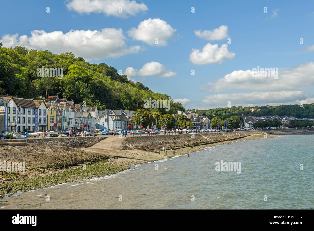 Avant de Mumbles Swansea Bay au sud du Pays de Galles. Revendiquée comme le meilleur endroit pour vivre au pays de Galles et peut-être au Royaume-Uni. Banque D'Images