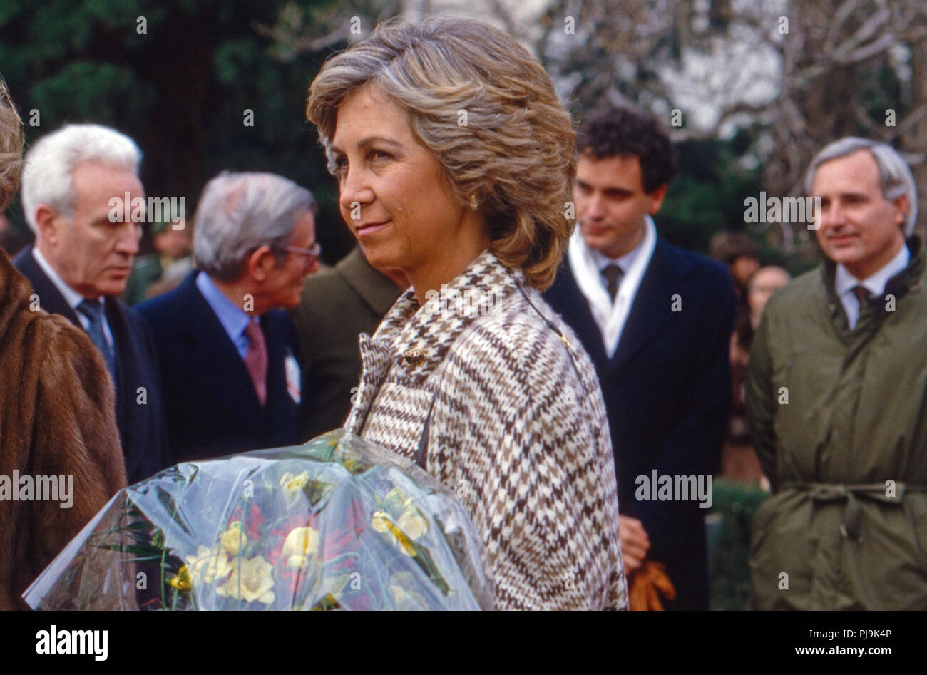 Königin Sophia von Spanien Besuch beim à Bonn, Allemagne 1986. La Reine Sophie d'Espagne à la visite à Bonn, Allemagne, 1986. Banque D'Images