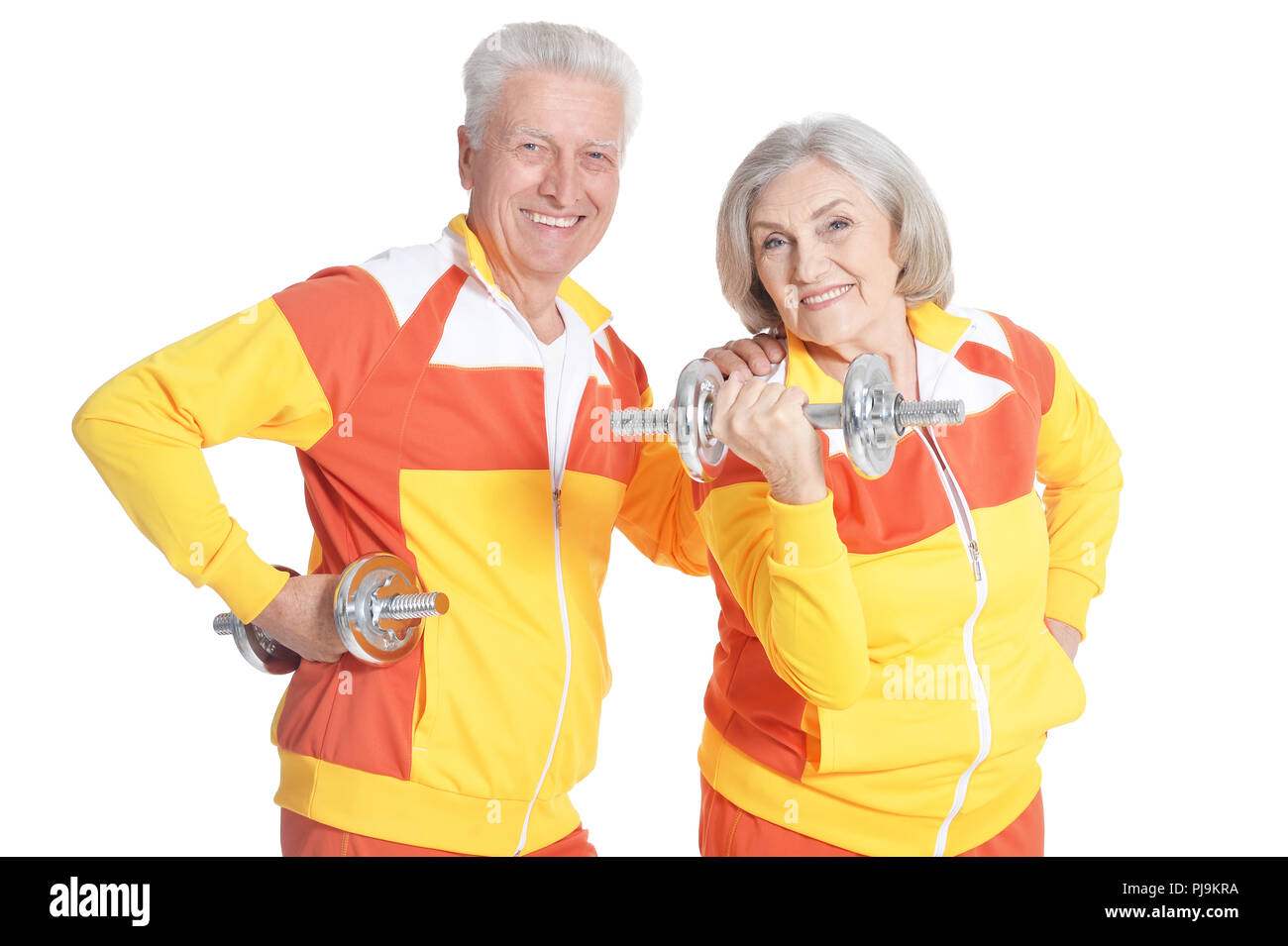 Portrait of smiling senior couple active faire de l'exercice Banque D'Images