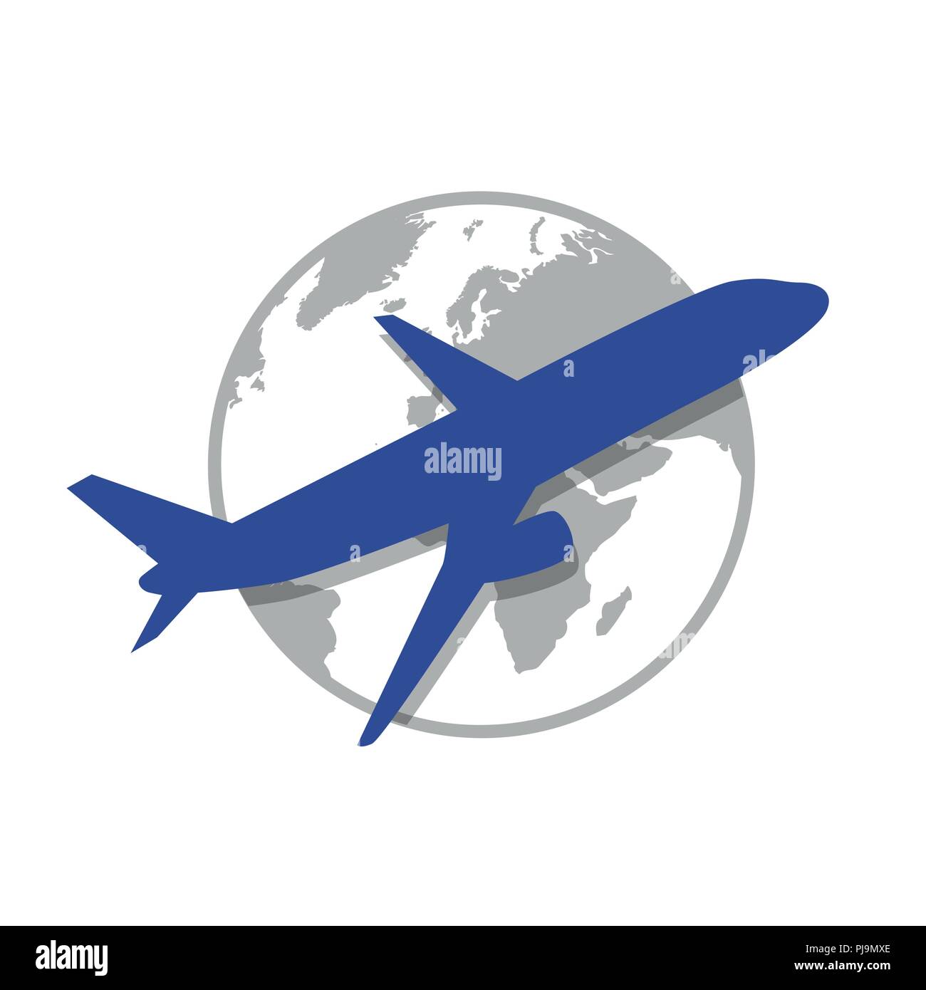 Avion bleu gris avec pictogramme fond globe vector illustration EPS10 Illustration de Vecteur