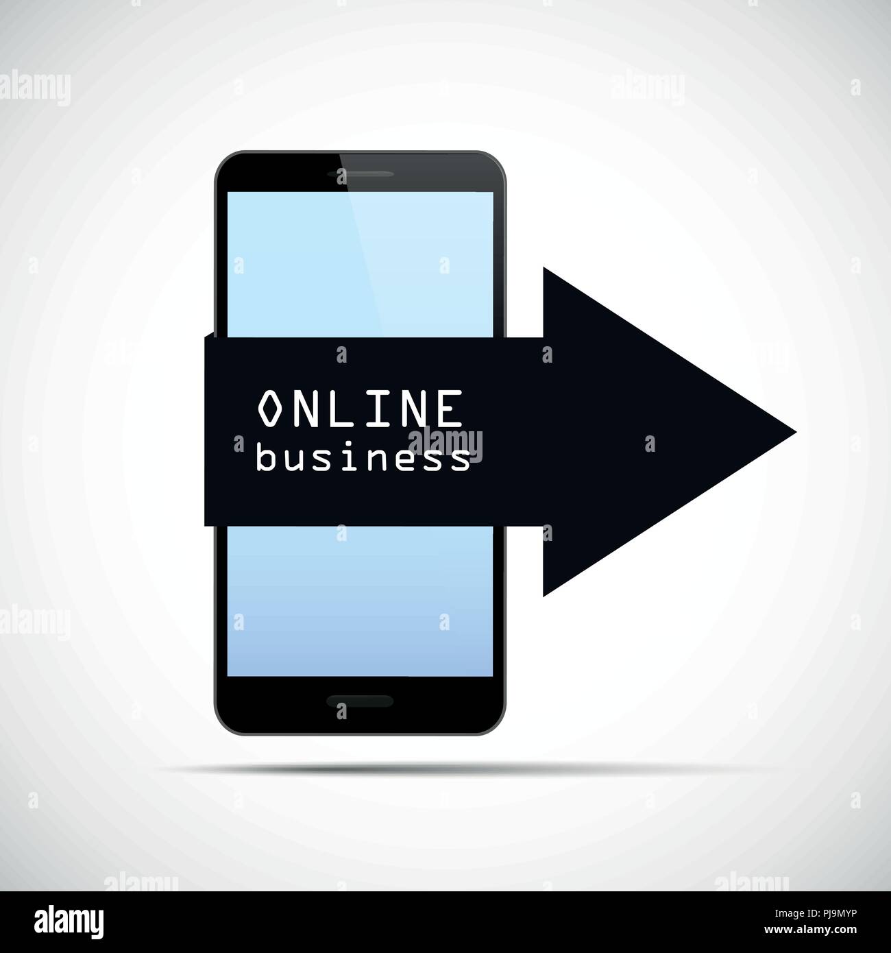 Smartphone noir avec flèche d'affaires en ligne EPS10 vector illustration Illustration de Vecteur