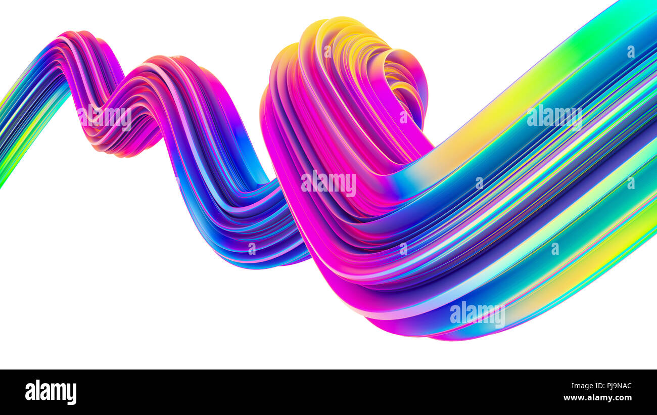 Flux 3d holographique couleur liquide forme vague pour Noël moderne milieux et des affiches. Banque D'Images