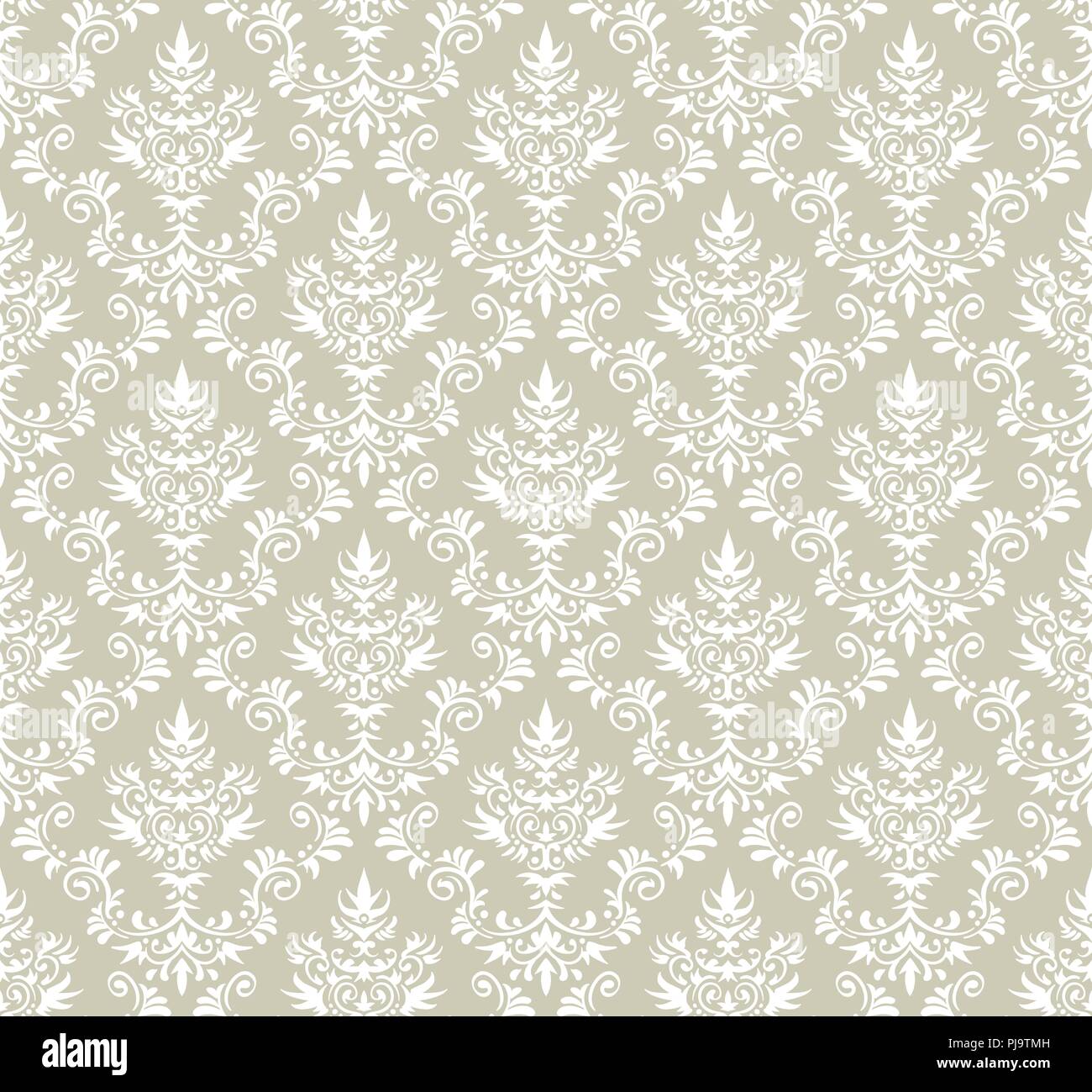 Style vieux papier peint damassé. Seamless vector floraux. Illustration de Vecteur
